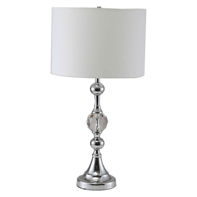 29.5&#34; Traditional Metal Table Lamp with Crystal Accent (Includes CFL Light Bulb) Silver - Ore International, 1 of 6