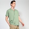 Campus Sutra Men Men's Pistachio Green Embroidered Creased Shirt - 3 of 4
