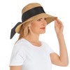 Collections Etc Ribbon Trim Wide Brim Adjustable Straw Hat - 2 of 4