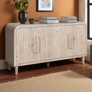 59" Farmhouse Vintage Sideboard Buffet Cabinet with Curved Handles,Vertical Wood Grain Carved Doors &Adjustable Shelves,Storage Credenza for Kitchen - 1 of 4
