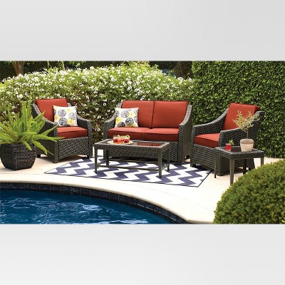 threshold belvedere 5pc wicker patio chat set