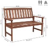 Sunnydaze Outdoor Meranti Wood with Teak Oil Finish Modern Rustic Wooden 2-Person Bench Seat - Brown - 3 of 4