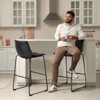 DSVIMOY 2pcs Armless Barstools with Metal Legs and Footrest, Dining Chairs for Home Office Kitchen Island, Black, 18.5"*20.8"*36.2" - 2 of 4