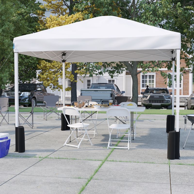 Flash Furniture Portable Tailgate/Event Tent Set-10'x10' Wheeled Pop Up Canopy Tent, 6-Foot Bi-Fold Table, 4 Folding Chairs, 3 of 15