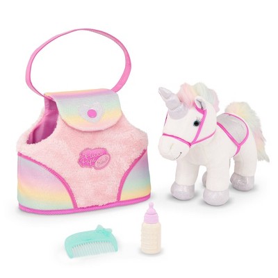 Pucci Pups 9" Plush Kids Purse Rainbow Bag & Sparkly Unicorn