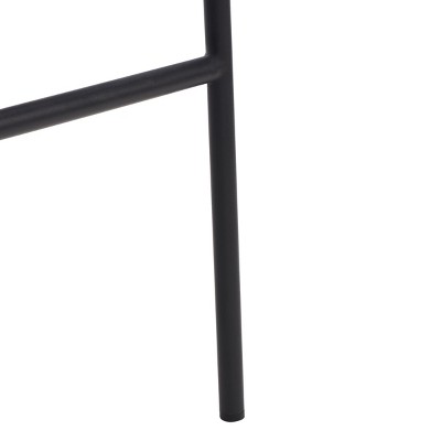 Cognac Leather and Black Metal Saddle Counter Stool