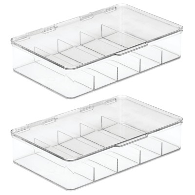 mDesign Stackable First-Aid Storage Organizer Box with Lid, 2 Pack - Clear