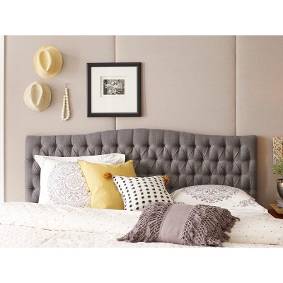 King Dark Gray Tufted Upholstered Wood Headboard