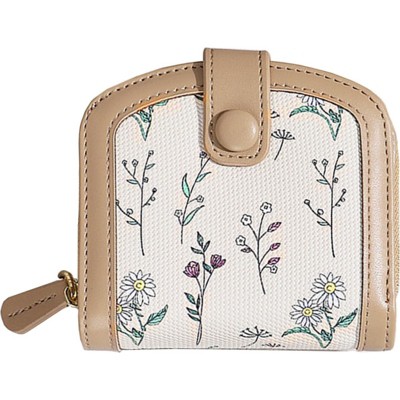 FATMOON Cute Wallet for Women & Girls – Stylish Leather Credit Card Holder with Floral Design, Compact & Easy to Use for Travel, Daily Use,Khaki