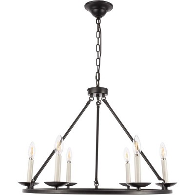 Elegant Maine 6-Light Black Metal Circular Chandelier