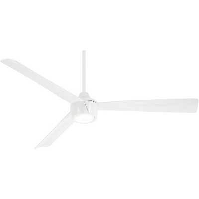 56" Minka Aire Modern 3 Blade Outdoor Ceiling Fan with LED Light Remote Control Flat White Wet Rated for Patio Exterior Gazebo