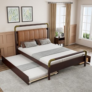 KIGFTSOD Queen Size Wooden Storage Platform Bed, with 2 Big Drawers, T-XL Size Trundle - 1 of 4