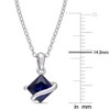 EVERLY JEWELRY | Sterling Silver 1 1/3 CT TGW Square-Cut Created Blue Sapphire Pendant With Chain, 18 inc - 2 of 4