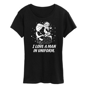 Women's - Instant Message - Santa Man In Uniform Christmas Short Sleeve Graphic T-Shirt - 1 of 4