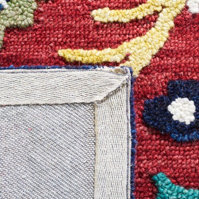 Country Casual 72'' Red Square Tufted Wool Area Rug
