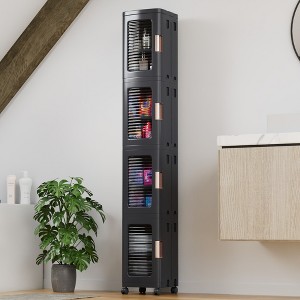 VECELO 4-Tier Slim Storage Cabinet with Wheels, Adjustable Shelves, Anti-Tip Design, for Bathroom, Kitchen, Laundry, Small Spaces - 1 of 4