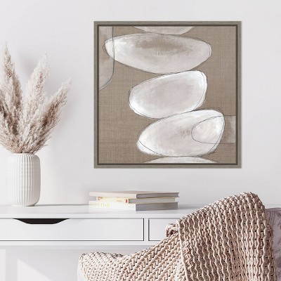 22"x22" Gray Abstract Canvas Print with Polystyrene Frame