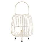 12" x 10" Modern Metal Caged Candle Holder with Led Light Bulb Center White - Olivia & May