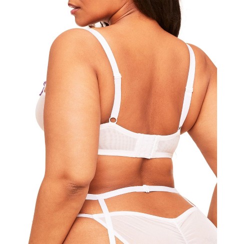Curvy Couture Women's Solid Sheer Mesh Full Coverage Unlined