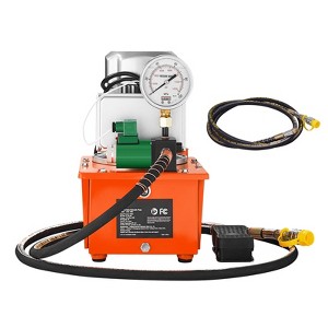 VEVOR Electric Hydraulic Pump, 10000 PSI 750W 110V 488 in³/8L Capacity, Single Acting Solenoid Valve, Electric Driven Hydraulic Pump, Orange - 1 of 4