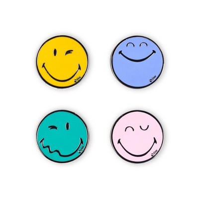 Yoobi SmileyWorld 4pk Enamel Pins Set Multicolor Smiley