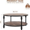 Homhougo Round Coffee Table for Living Room Rustic Center Table with Storage Shelf Wood Circle Coffee Table with Sturdy Metal Legs, Easy Assembly - 2 of 4
