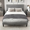 Safstar Full Size Bed Frame w/Linen Fabric Upholstered Headboard & Wooden Slat Support - 3 of 4