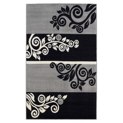 6'6"x9'6" Capri Noir Rug Black/Gray - Linon