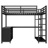 Metal Loft Bed with Wardrobe and L-shaped Desk, Full Size Loft Bed with Storage Cubes and Shelves, Loft Bed for Kids Teens Adults, Black - 4 of 4