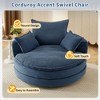 Whisen Corduroy Swivel Round Sofa Chair with Dual-layer Cushion Design and 3 Removable Pillows - 4 of 4