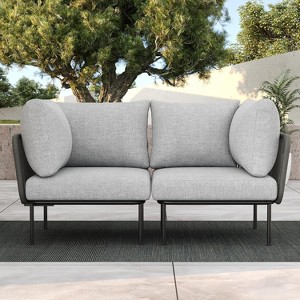 LayinSun 2 Pieces Rope Woven Patio Furniture Set, Modern Modular Sectional Corner Chairs and Upgrade Thickness Cushion - 1 of 4