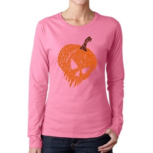 LA Pop Art Evil Pumpkin - Women's Word Art Long Sleeve T-Shirt - 1 of 4