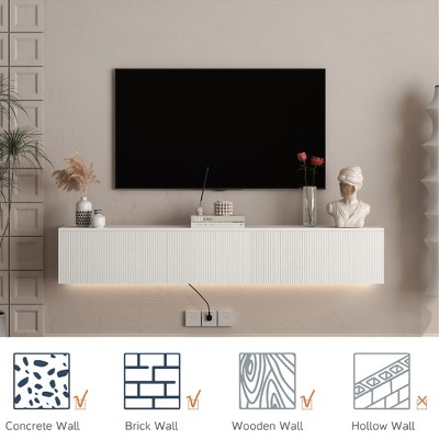 VYNXARIA Floating TV Stand Wall Mounted with 16 Color LEDs,69" Modern TV Stand, Floating TV Cabinet Entertainment Center for 55 60 65 Inch TV,