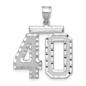 Black Bow Jewelry 14k White Gold, Varsity Collection, Large D/C Pendant, Number 40 - 1 of 3