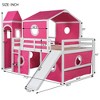 JUJABU Full Size Loft Bed with Slide Pink Tent and Tower - 4 of 4