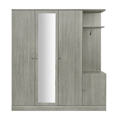 Chery Life 4-Door Wardrobe with Shelves, Drawers, and Full-Length Mirror