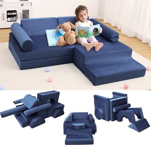 Kids Couch 13PCS Play couch,modular kids play couch for playroom, Playhouse Play Set for Toddlers Babies, Foam Modular Sectional Sofa - 1 of 4