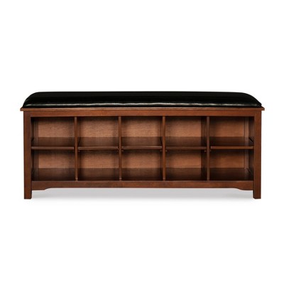 Cape Anne Dark Walnut 48'' Faux Leather Storage Bench