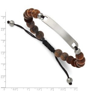 Chisel Stainless Steel Brushed 8mm Tigerwood Beaded Black Nylon 7" to 9" Adjustable ID Bracelet - 1 of 4