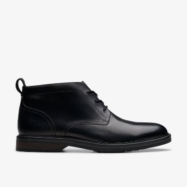Clarks Mens Aldwin Chukka Black Leather Boots 11.5 Medium  display picture 1