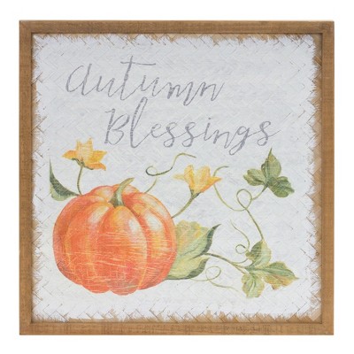 Autumn Blessings Pumpkin Sign Set with Fir Wood Frame