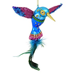 7.0 Inch Hummingbird With Tail Ornament Tail Feathers Vivid Color Tree Ornaments - 1 of 3