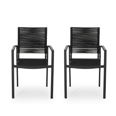 NicBex Outdoor Dining Chairs Set of 2 Modern Patio Aluminum Chairs with Rope Seat,Braided Design
