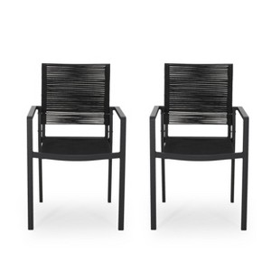 NicBex Outdoor Dining Chairs Set of 2 Modern Patio Aluminum Chairs with Rope Seat,Braided Design - 1 of 4