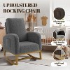 Modern Upholstered Rocking Chair, Oversized Glider Rocking Chair with High Backrest, Rubberwood Leg, Side Pockets, Accent Armchair - 3 of 4