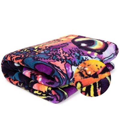 Dean Russo Multicolor Cat Fleece Throw Blanket for Pets and Kids