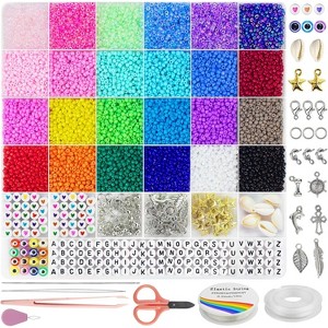Glass Seed Beads Kit with 144 Colors, Includes Charms and Letters for Friendship Bracelet Making - 1 of 4