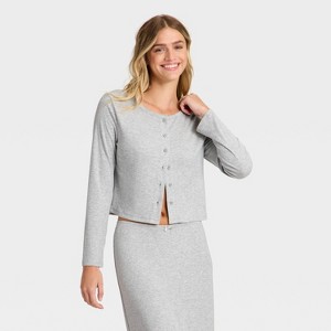 Women's Variegated Ribbed Pajama Cardigan - Auden™ - 1 of 3