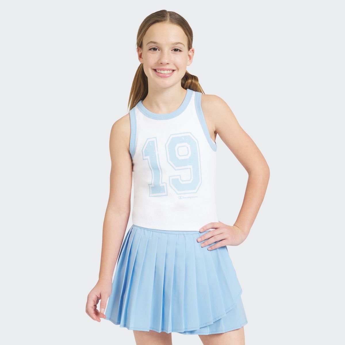 Champion Girls' Graphic High Neck Ribbed Tank Top - thumbnail 3