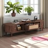Modern Design TV Stand for 75" TVs, Media Console with Rattan Drawer and Sliding-Door Cabinets for Living Room - 3 of 4